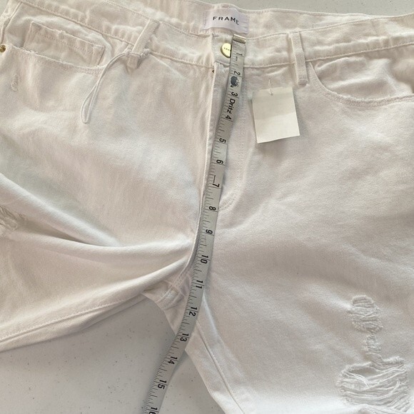 Frame Le Garcon Straight Leg High Rise Distressed Jeans Rigid Destroyed Holes - Picture 15 of 16